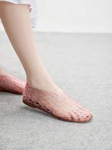 CUCCOO BIZCHIC 女士圆头水晶平底凉鞋，时尚海滩度假平底鞋