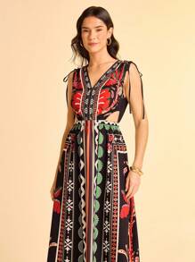 CAJUNI Women's Casual Vacation Coconut Tree Print Dress - Multicolor - View 1