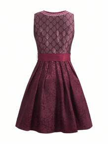 Serisse 女式复古刺绣网眼撞色无袖连衣裙 女式复古 V 领系带束腰连衣裙 女式撞色蕾丝短袖方领腰带全身印花甜美荷叶边下摆连衣裙 慕尼黑啤酒节连衣裙 慕尼黑啤酒节节日连衣裙 慕尼黑啤酒节节日连衣裙 慕尼黑啤酒节节日 - 酒紅色 - 查看 10