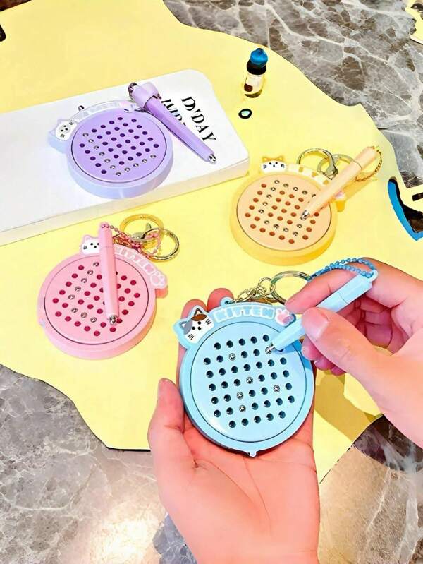 1 Peça Mini Brinquedo Magnético Fidget - Quadro de Desenho de Bola de Aço Antiestresse com Chaveiro, Brinquedo Sensorial Portátil Anti-Ansiedade para Adultos e Crianças - Gadget Divertido para Escritório, Quebra-Cabeça Fidget para Viagem (Presente Ideal para TDAH)