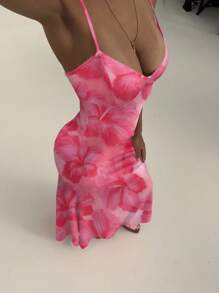 Aloruh Đầm ôm body buộc dây họa tiết hoa gợi cảm thanh lịch dành cho nữ, mùa xuân/hè - Nhiều màu - Xem 6