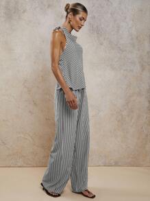 COSMINA 女士优雅度假条纹露背两件套，春夏