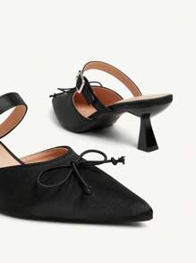 CUCCOO CHICEST Damen elegante spitze High Heels mit Schleifenakzent, vielseitige klassische Büropumps für Date, Nachmittagstee, Party, Schwarz - Schwarz - Übersicht 11