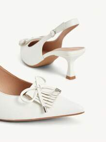 CUCCOO CHICEST Women's Pointed Toe Flats With 3D Bow Decor, Mesh Fabric, Elegant And Charming, Vintage Classic Black Lace Mesh Backless High Heel Pumps, Suitable For Date, Afternoon Tea, Romantic Party, Valentine's Day, Commute