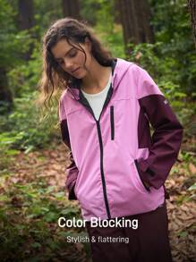 In My Nature Chaqueta cortavientos con capucha y bloques de color para mujer, chaquetas con capucha, chaquetas con bloques de color rosa y marrón, chaquetas con contraste de color, chaquetas casuales con cremallera frontal, chaquetas cortavientos para exteriores, chaquetas casuales para exteriores, chaquetas para senderismo, chaquetas casuales para mujer, chaquetas para correr, chaquetas para senderismo para mujer, chaquetas de activewear, abrigos de otoño e invierno, chaquetas abrigadas, chaquetas para senderismo al aire libre, chaquetas transpirables, chaquetas versátiles, chaquetas para senderismo al aire libre con bolsillos, chaquetas gruesas MANTENER CALIENTE, chaquetas de softshell, chaquetas impermeables, chaquetas de moda para mujer, impermeables, chaquetas repelentes al agua, chaquetas acolchadas - Rosa - Ver 6