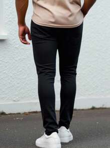 Manfinity Homme Men's Street Style Casual Versatile Distressed Denim Jeans Black Ripped Jeans Men Boyfriend & Husband Stretch Washed Black Slim-Fit For Going Out - Black - View 5