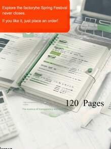 SHEIN 120 Pages A5 Clear Softcover Bulk Notebook With Perforated Pages, Removable Spiral, Waterproof Design - Great For Everyday Office Supplies And Minimalist Style, Perfect Gift For Music Lovers, Music Notebook | Minimalist Notebook | Waterproof Notebook