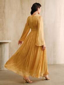 Anewsta Essential Women's Long Sleeve Dress, Elegant & Versatile For Commuting, Spring/Autumn - Orange - View 2