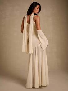 Glamine Schulterfreies Kleid mit asymmetrischem Saum, champagnerfarbenes Abendkleid, champagnerfarbenes formelles Kleid, elegante Abendkleider, glamouröses Kleid, Kleid für das Probeessen, Kleid für Hochzeitsgäste, Damen, neu in der Damenbekleidung, edle Outfits für Damen, Kleid für das Halloween-Probeessen, Brautkleid für die standesamtliche Trauung, elegantes Kleid, champagnerfarbenes Kleid