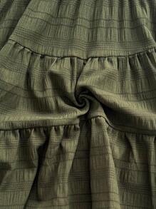 Soleia 大码女式休闲细肩带迷你连衣裙，适合度假、约会和休闲 - 墨綠色 - 查看 8