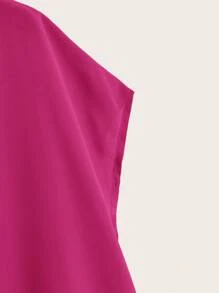 Rusticease Plus Notch Neck Dip Hem Top - Hot Pink - View 5
