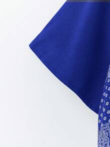 Rusticease 大码短袖连衣裙，夏季时尚 - 寶藍色 - 查看 5