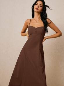 Poéselle Váy không tay màu trơn thanh lịch cho nữ, mùa hè - màu nâu - Xem 7