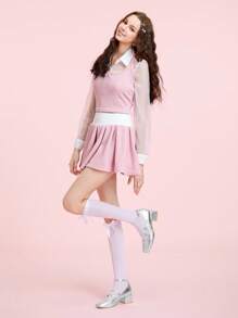 CUCCOO DOLLMOD 女士银色金属扣玛丽珍方头粗跟时尚高跟鞋 - 銀色 - 查看 2