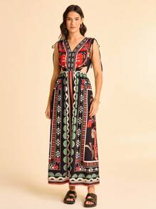 CAJUNI Women's Casual Vacation Coconut Tree Print Dress - Multicolor - View 3