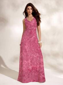 Shutterstock Glamance Pink Pattern Hollow Out Sleeveless Dress For Women Y2K 2000s Back To School Club Outfits Women Sexy - Pink - View 3