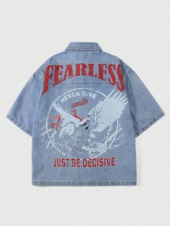 Street Life Casual Fashion Versatile Personalized Short Sleeve Denim Shirt For Men