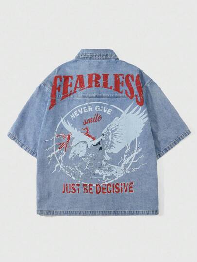 Street Life Camicia di jeans casual e versatile a maniche corte personalizzata per uomo