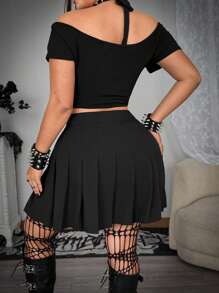 Whyspr 加厚纯色百褶裙（无链带）哥特女装