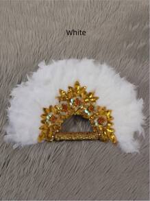 SHEIN 1 Afro-Style Feather Fan, An Elegant Bridal Look For Costumes, Dance Performances, Tea Parties And Wedding Decorations