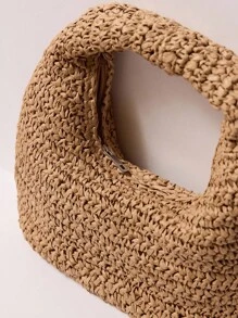 MUSERA Woven Straw Effect Handbag - Brown - View 3