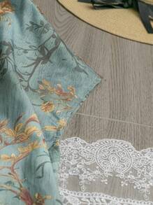 EMERY ROSE 大码圆领短袖印花休闲直筒连衣裙，日常穿着，适合夏季 - 彩色 - 查看 6