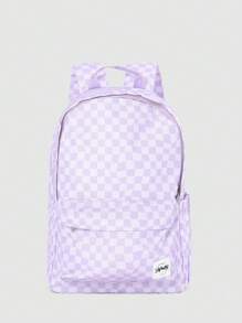 SUMWON Stylish Checkerboard Pattern School Backpack Essential Daily Student Bag With Two Adjustable Straps And Front Pocket For Organization Kids Children Teens - Mauve Purple - View 1