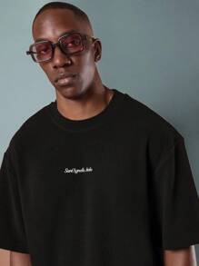 SUMWON قميص تي شيرت فاخر كبير الحجم برقبة طاقم مع شعار نادي نمط الحياة الإيطالي، شجرة النخيل، لارتداء الصيف، الملابس الشاطئية، العطلة والأوقات الحرة