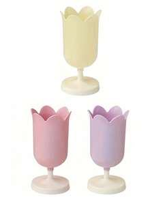 SHEIN 1Pc Tulip-Shaped Plastic Pen Holder - Desk Decoration Pen, Cosmetics And Stationery Pen Organizer Suitable For Student Study And Office Signature Pen Storage