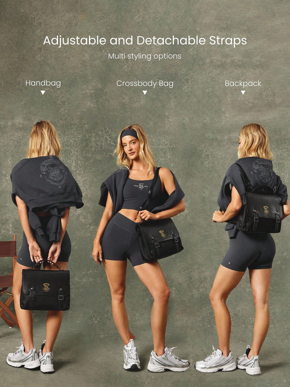 GLOWMODE X Harry Potter Water-Repellent Zipper Pocket Detachable Strap Logo Messenger Bag Gym Travel Daily Casual