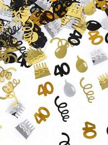 15g/Bag Black Gold Number Confetti Decorations 18/30/40/50/60th Happy Birthday Party Anniversary Tabletop Table Scatter Supplies - Multicolor - View 5