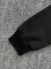 Manfinity Dauomo 男士剪影肖像抽象人物印花连帽衫，长袖休闲运动衫，适合日常穿着 - 黑色 - 查看 4