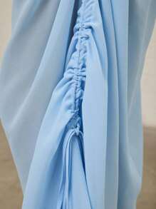 COUREZ 吊带瀑布式长款连衣裙 / Y2K 秋季女装街头风外出服婚礼宾客礼服生日礼服 - 藍色 - 查看 6