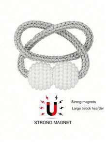 两对磁性窗帘扎带窗户扎带磁铁扣窗帘装饰绳固定器家庭办公室窗户绳环扣。 - 灰色 - 查看 5