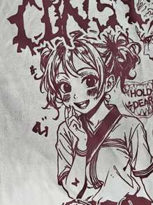 ROMWE MEN Anime Men's Casual Japan Style Loose Fit Retro Tie-Dye Graphic Tank Top - White - View 4