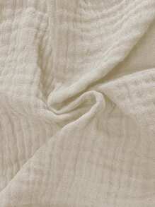 EMERY ROSE 女士紋理紐扣前短袖襯衫，夏季休閒裝 - 杏色 - 查看 3