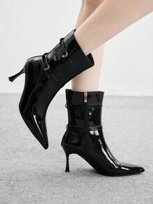 CUCCOO BIZCHIC Women's Fashion Black Pointed Toe High Heel Ankle Boots