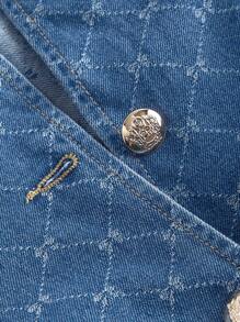 SHEIN MOD Váy mini không tay denim cỡ lớn, màu xanh - Rửa nhẹ - Xem 3