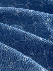 SHEIN MOD Váy mini không tay denim cỡ lớn, màu xanh - Rửa nhẹ - Xem 4