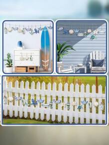 SHEIN 海洋主题木质挂饰——带绳沙滩装饰吊坠，适合夏日派对、航海主题墙面装饰、度假主题、海滨婚礼 - 彩色 - 查看 7