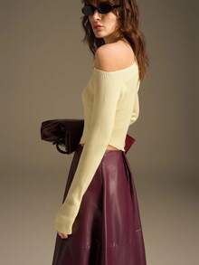 Ontre 2026 Spring/Summer Women's Apparel - Back To School, Party, Vacation Tops, School Outfits, Women's Teacher Attire, Outgoing Wear, Wedding Guest Dresses, Elegant Wedding Guest Outfits, Church Attire, Women's Business Casual, Versatile Cream Yellow Women's Knit Top - Yellow - View 6