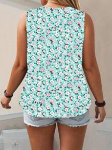 EMERY ROSE Women's Plus Size Summer Allover Floral Printed Tank Top Graphic Tees Women Tops - Multicolor - View 2