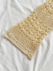 Soleia 女式杏色波西米亚开衫，适合节日、约会、下午茶、休闲、海滩、游轮、公路旅行、婚礼季、音乐节、波西米亚度假奶油色钩针上衣钩针开衫钩针系带上衣女式钩针服装秋冬田园风上衣 - 杏色 - 查看 4