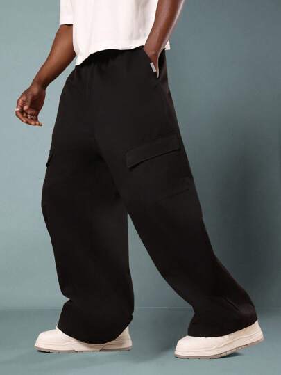 SUMWON Pantalones de pierna ancha tipo patinador, de ajuste holgado, estilo cargo de sarga, para calle, festivales, relajado, urban athleisure, confort diario, estética moderna