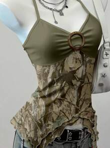 Attitoon 女式拼接树枝印花圆形连接时尚挂脖背心 - 彩色 - 查看 6