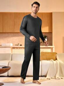 Manfinity Underwear&Sleepwear Basics Conjunto de ropa de descanso casual y cómoda para hombre - Gris - Ver 1