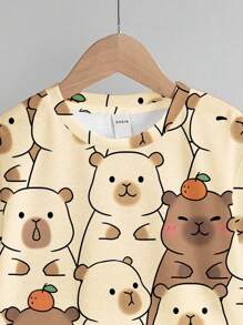 SHEIN 2 件套男婴休闲简约圆领短袖 T 恤和短裤套装，适合夏季 - 彩色 - 查看 4