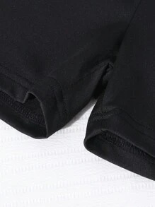 Conjunto de 4 piezas de shorts de punto ajustados informales para niñas - Negro - Ver 3