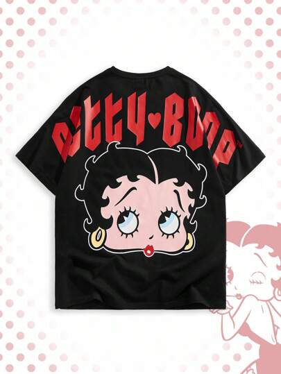 Betty Boop | ROMWE Men Cartoon Graphic Batwing Sleeve Short Sleeve T-Shirt