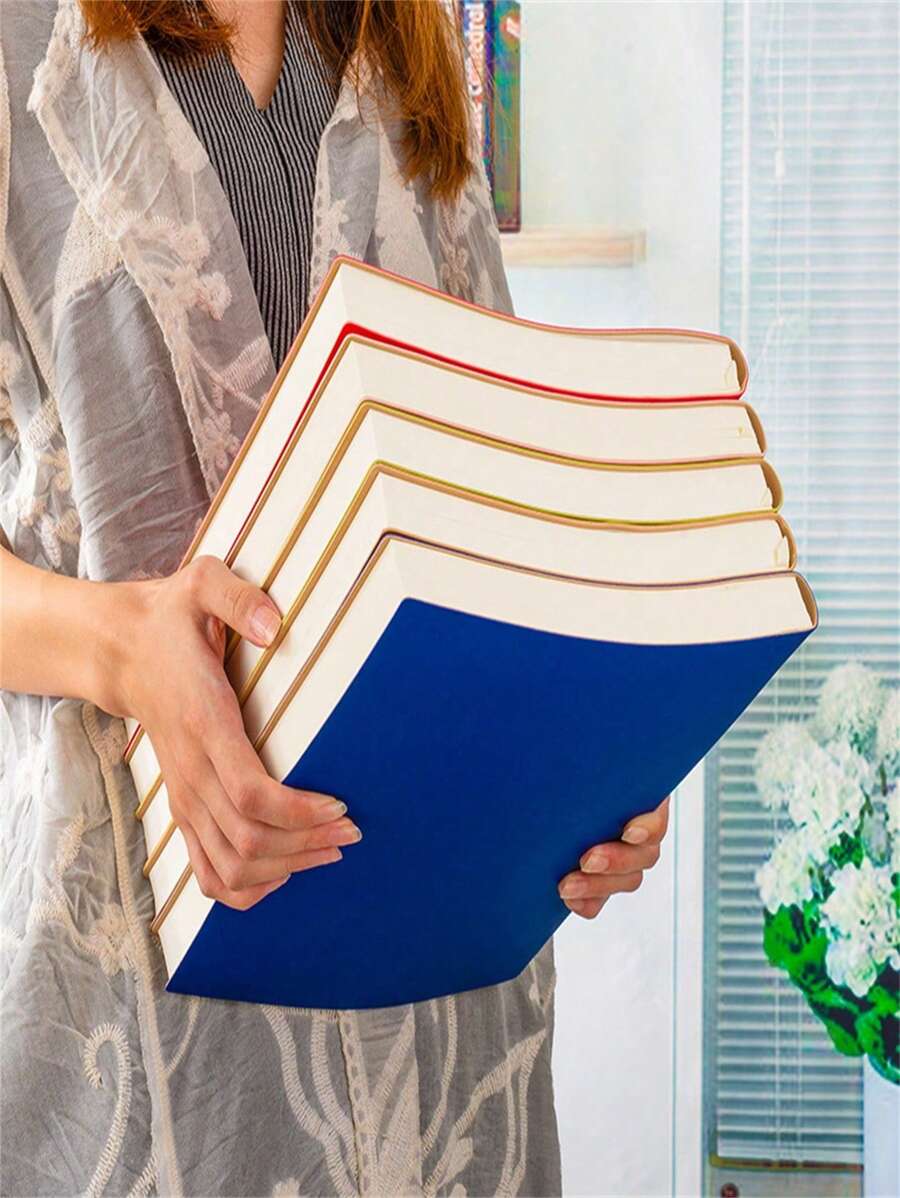 SHEIN A4 Notebook Inside Horizontal Line Book, Postgraduate Entrance Exam Large Code Notepad, Imitation Leather Soft Book Diary, 200 Pages Of Business Office Study Notebook - Multicolor - View 1